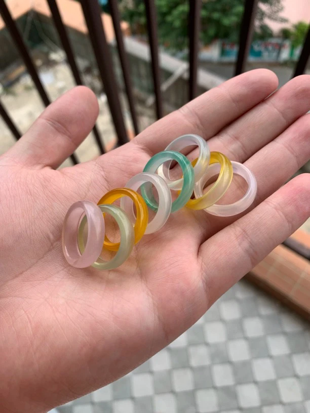 天然玛瑙玉髓冰种戒指 圈口17（多样性发货其一）