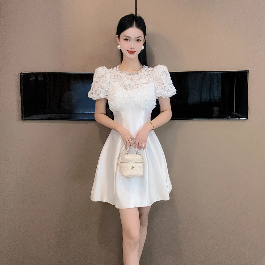 【设计师定制】新款时尚气质小个子蕾丝显瘦连衣裙21156