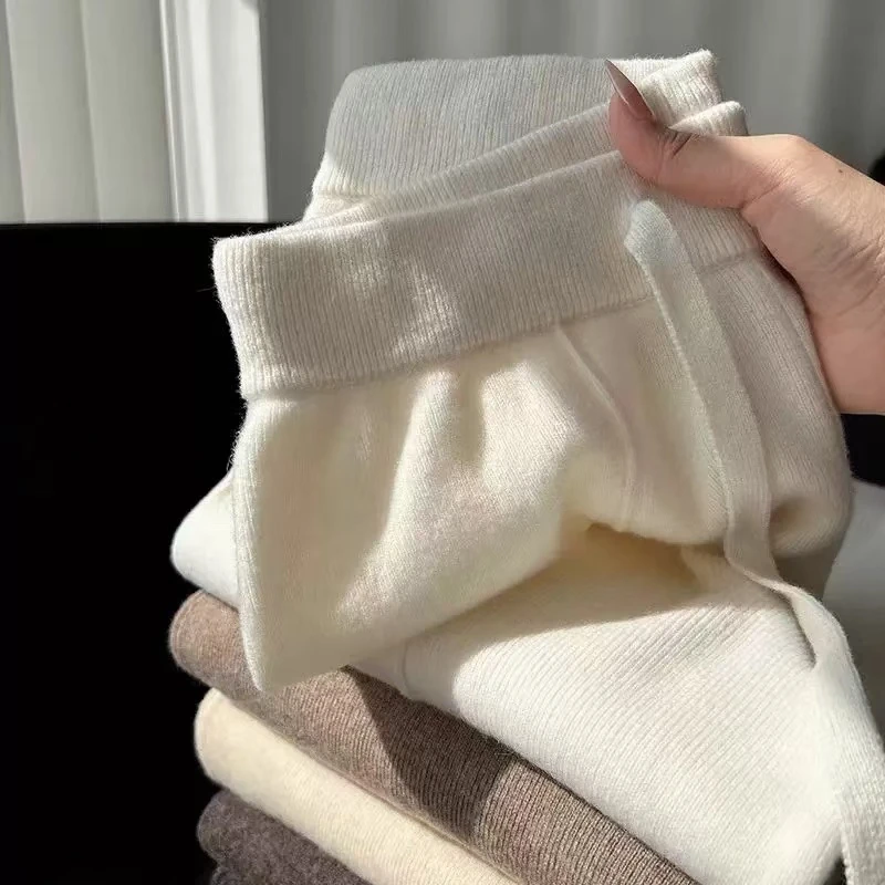 【现货宠粉】秋冬新款女阔腿裤直筒显瘦高腰外穿拖地裤百搭垂感针织