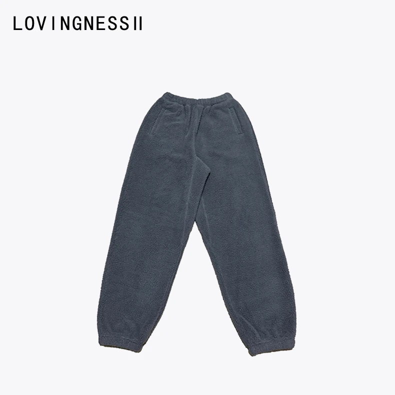 小众设计经典大颗粒绒收脚束腿休闲卫裤宽松显瘦长裤女