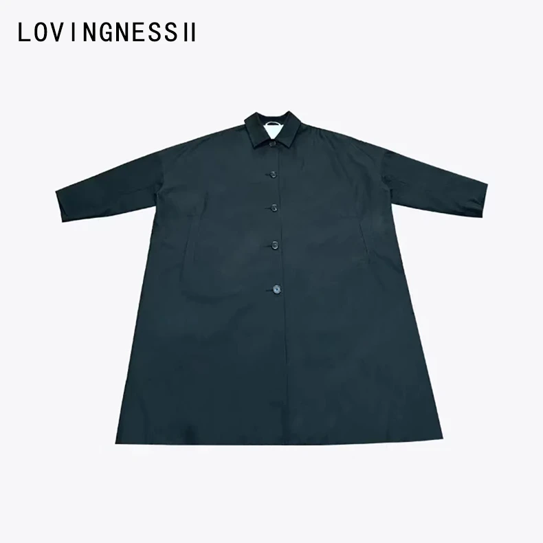 2024秋冬新款小众设计简约松弛感廓形显瘦休闲翻领长款风衣外套女