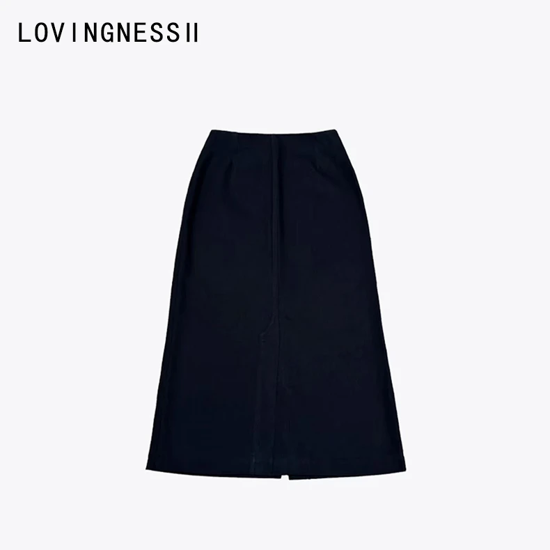 2023年秋冬新款小众设计极简通勤气质前后开叉半身裙显瘦长裙女