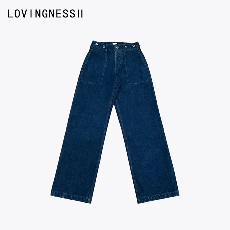 2024秋冬新款小众设计复古休闲宽松显瘦工装风大贴袋直筒牛仔裤女