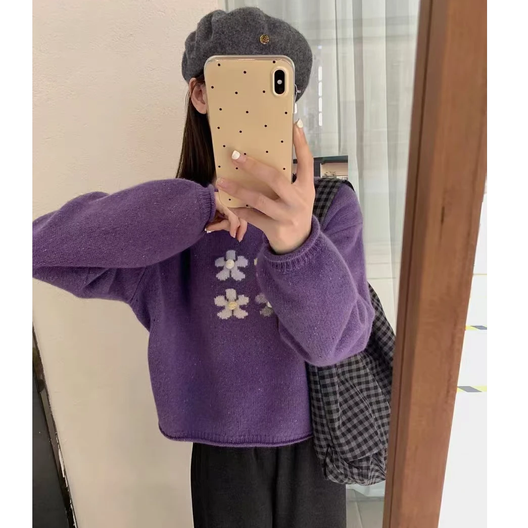 【no/退换】【in Korea】东大门TA档口韩系女手工花花绵羊毛毛衣