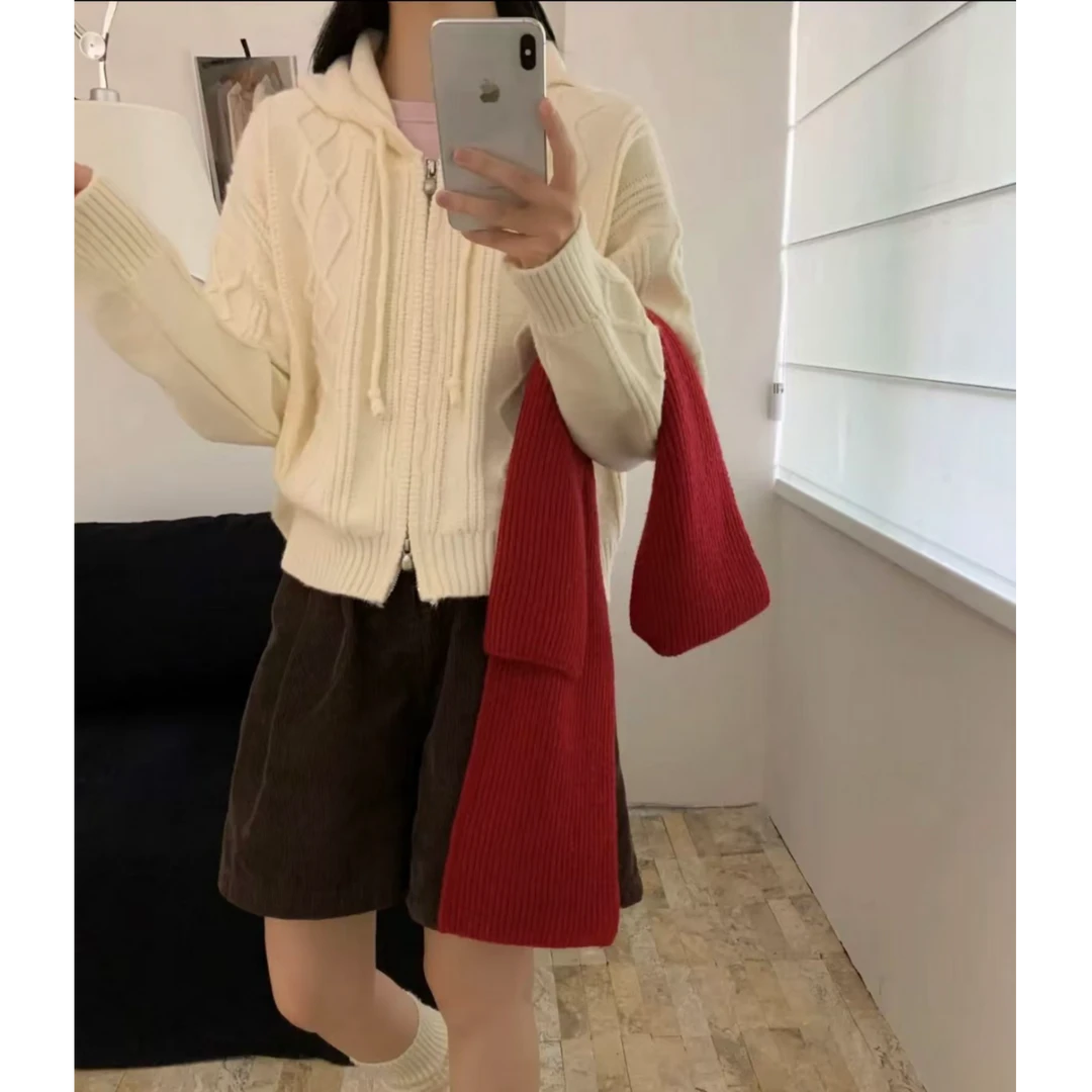 【仅支持48小时退换】东大门韩系重工手工双拉链针织外套