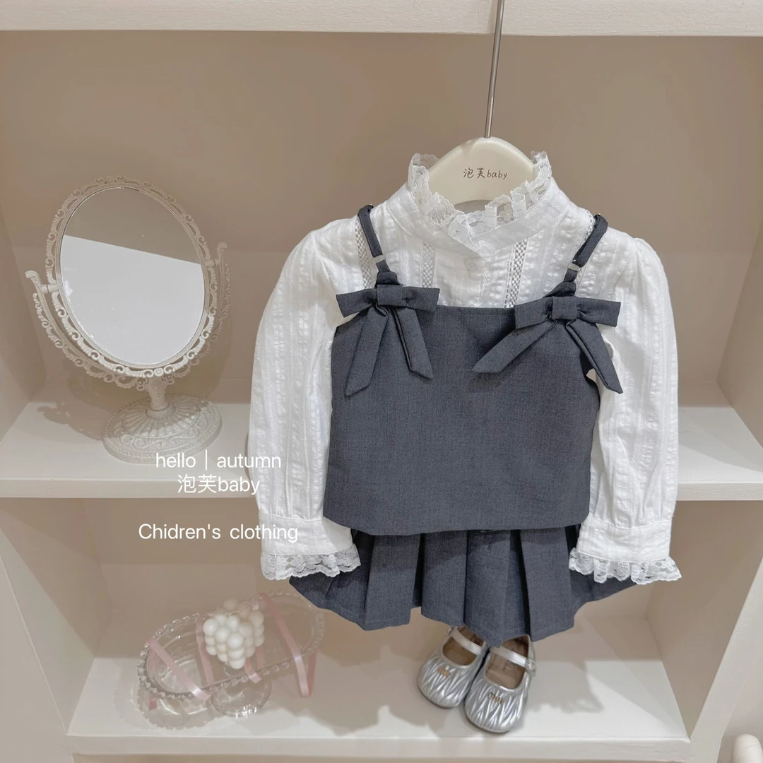 梨泰院#女童早秋学院风氛围感套装裙2024洋气女宝两件套