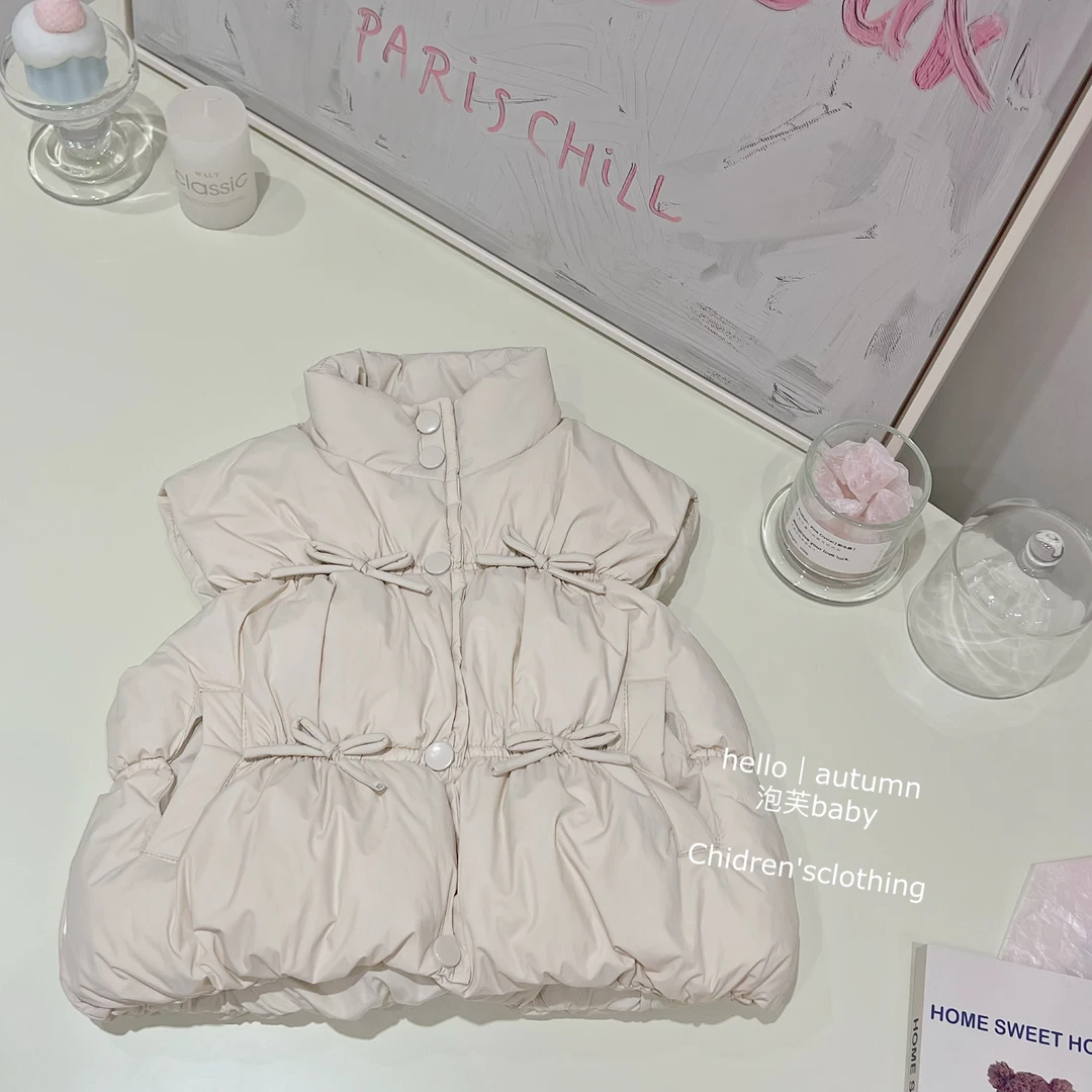 【现现】韩系女童马甲儿童秋冬纯色外穿保暖中大童百搭马夹背心潮