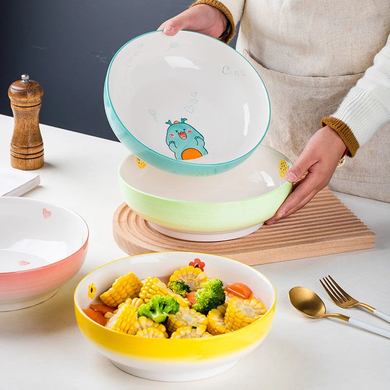 1只装9英寸卡通小恐龙家用陶瓷汤碗