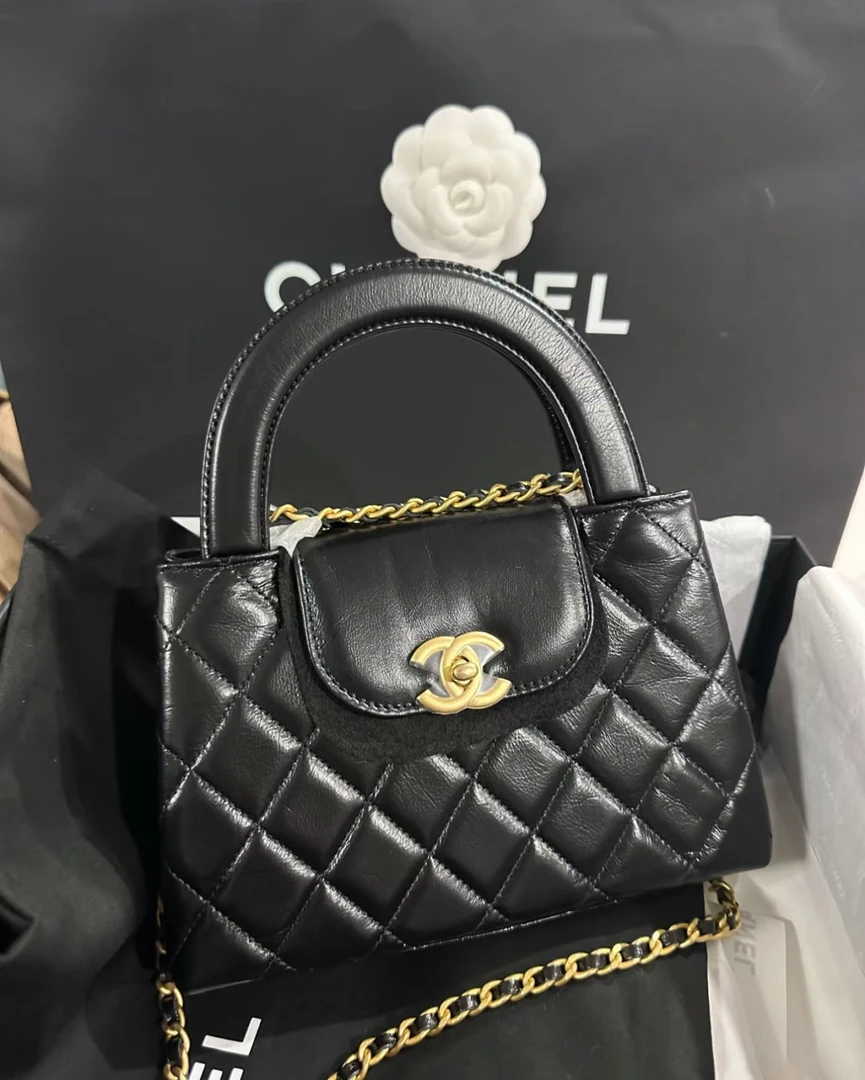 全新未使用 Chanel/香奈儿 24a Kelly黑金大号 大全套 拍下送中检