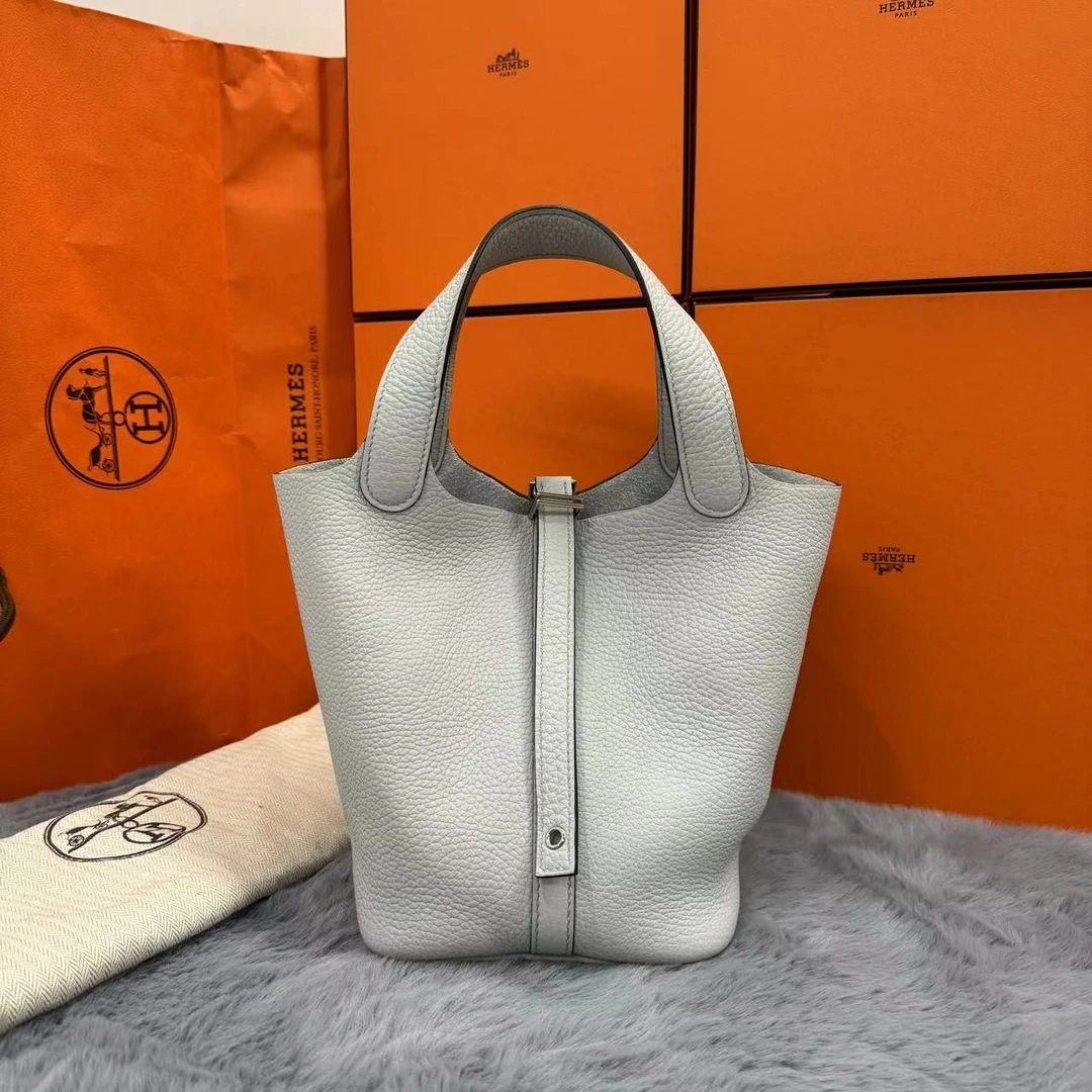 99新 Hermes/爱马仕 【22年圣杯蓝】18菜篮子 tc皮 全套 菜篮子包