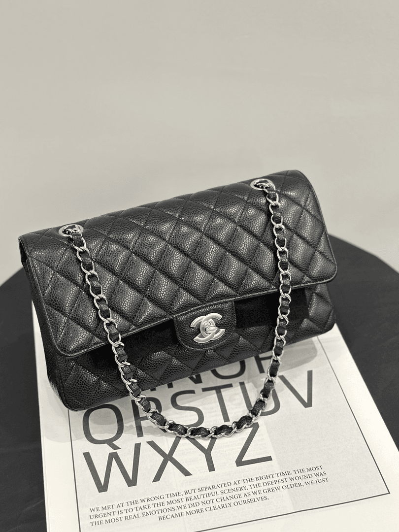 99新 Chanel/香奈儿 【闲置芯片】中号cf黑银荔枝皮 全套 送检