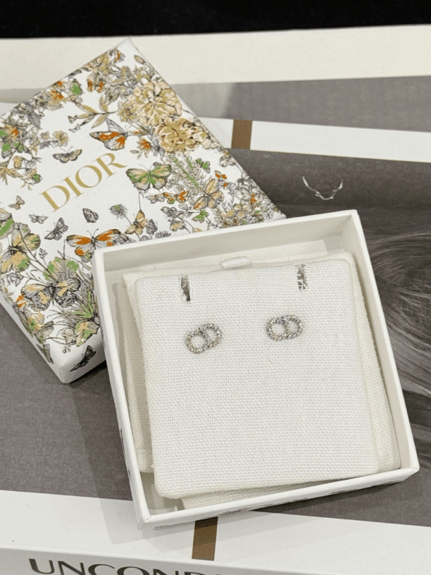 全新未使用 DIOR/迪奥 24年新款 满钻耳钉 全套 拍下送中检