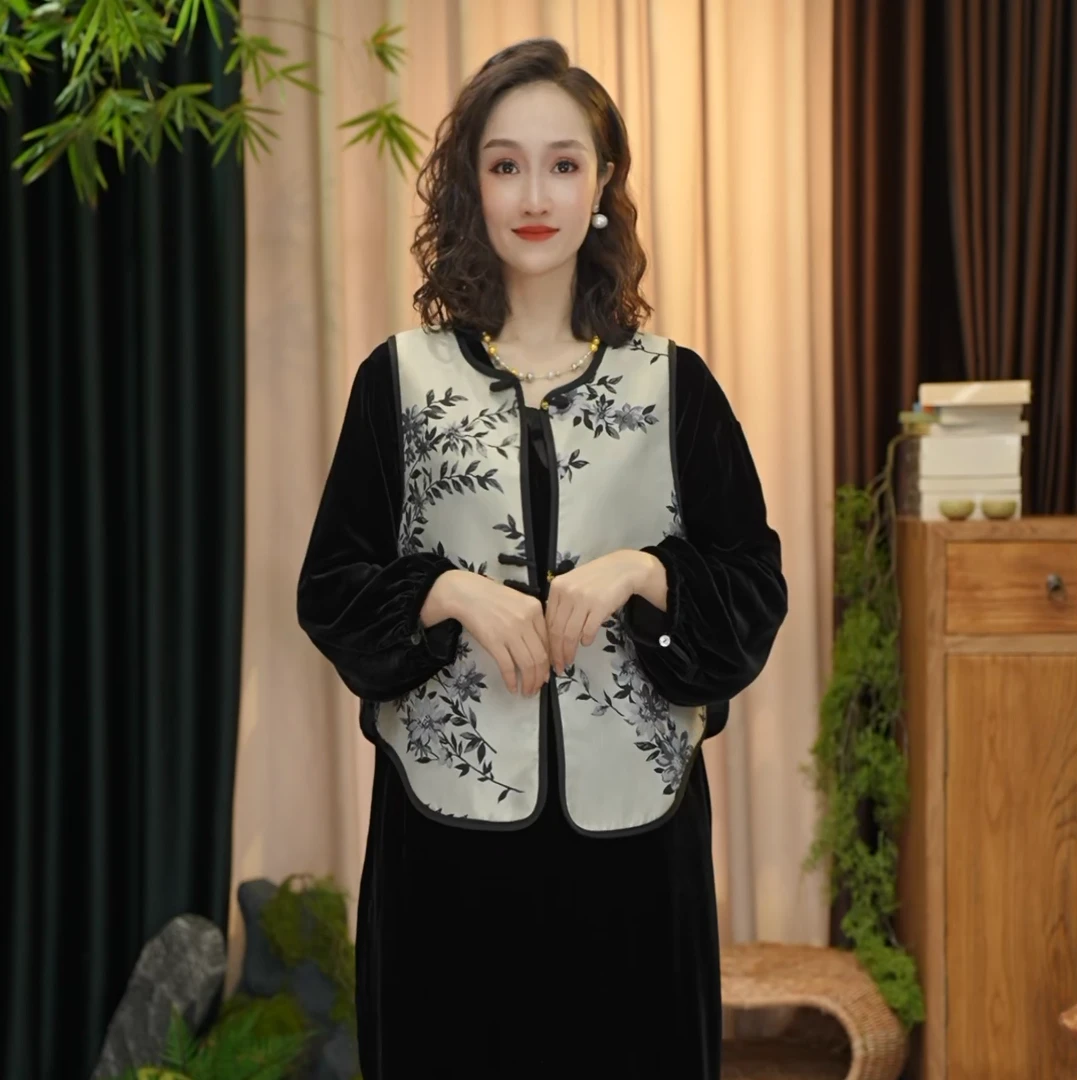 【辰辰高定】秋季新款中式复古国风提花百搭马甲外套女无袖C109X