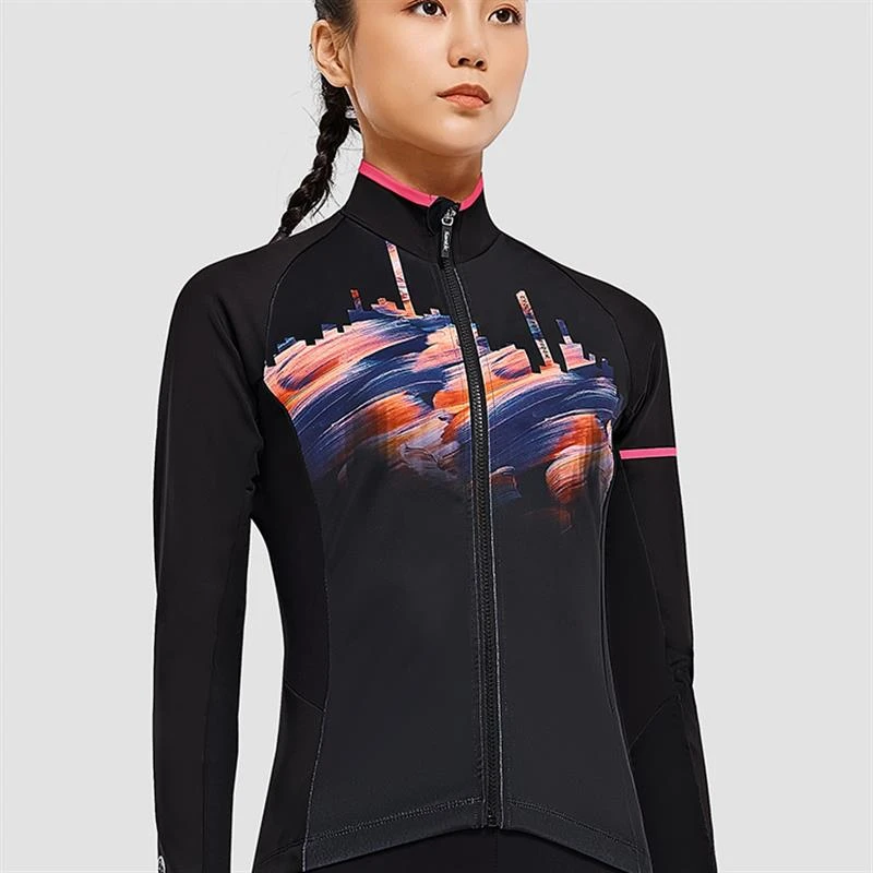 Santic森地客 骑行服女长袖抓绒防风保暖自行车单车服外套思佳图
