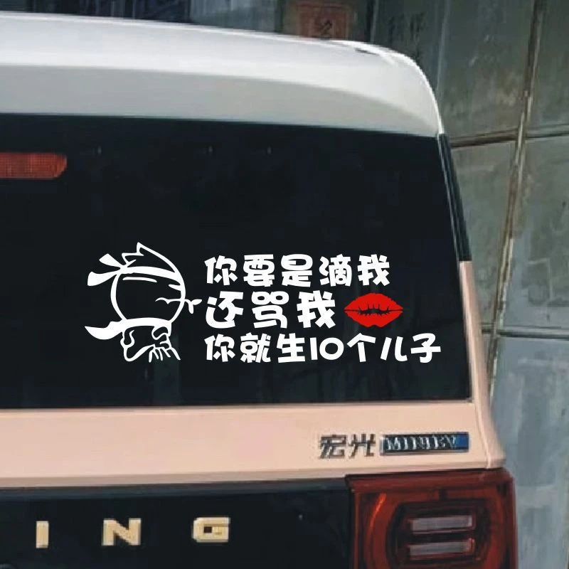 你要是滴我还骂我你就生10个儿子车贴个性文字车尾后档风玻璃搞笑