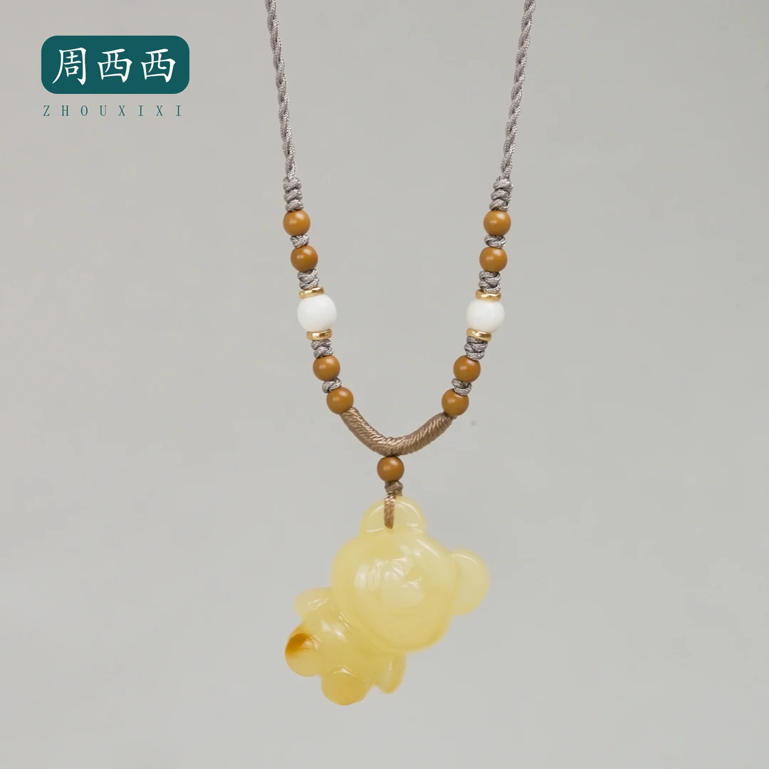 周西西精美珠宝琥珀蜜蜡小熊项链气质时尚百搭多样性发货14994