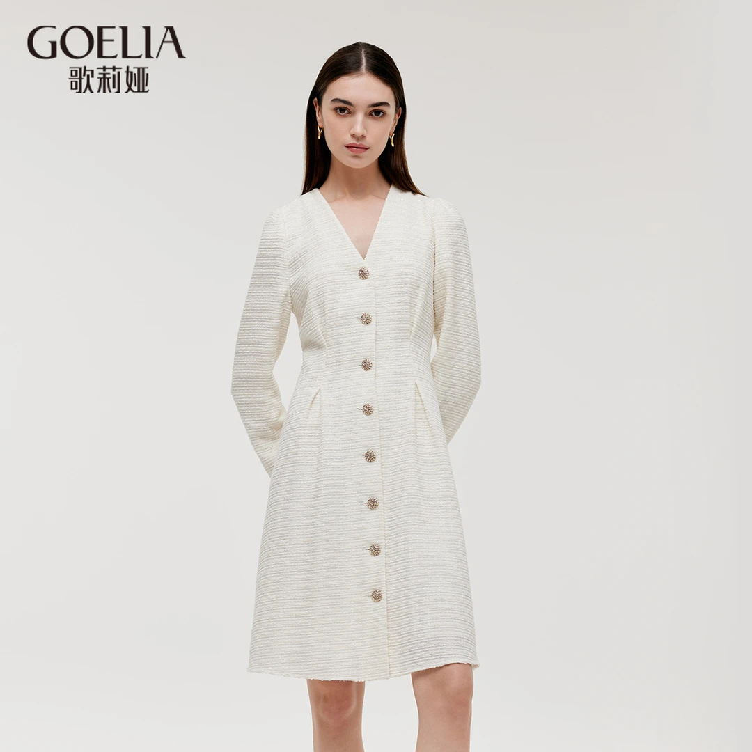 【商场同款新品】歌莉娅奥莱秋季收腰雪尼尔小香风连衣裙1C9R4K950