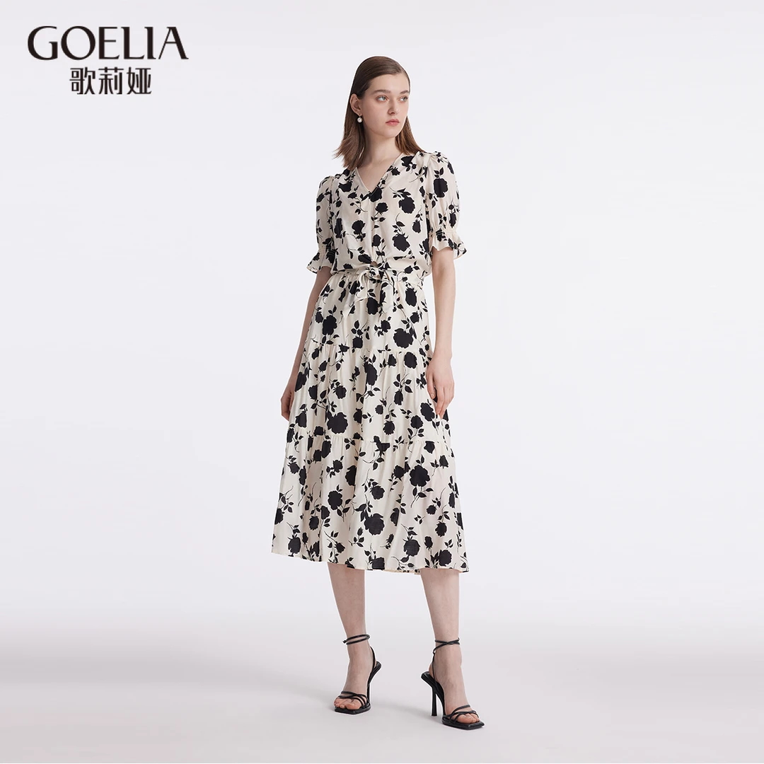 歌莉娅印花套装裙上衣+半裙高级休闲显瘦1C5RAB010