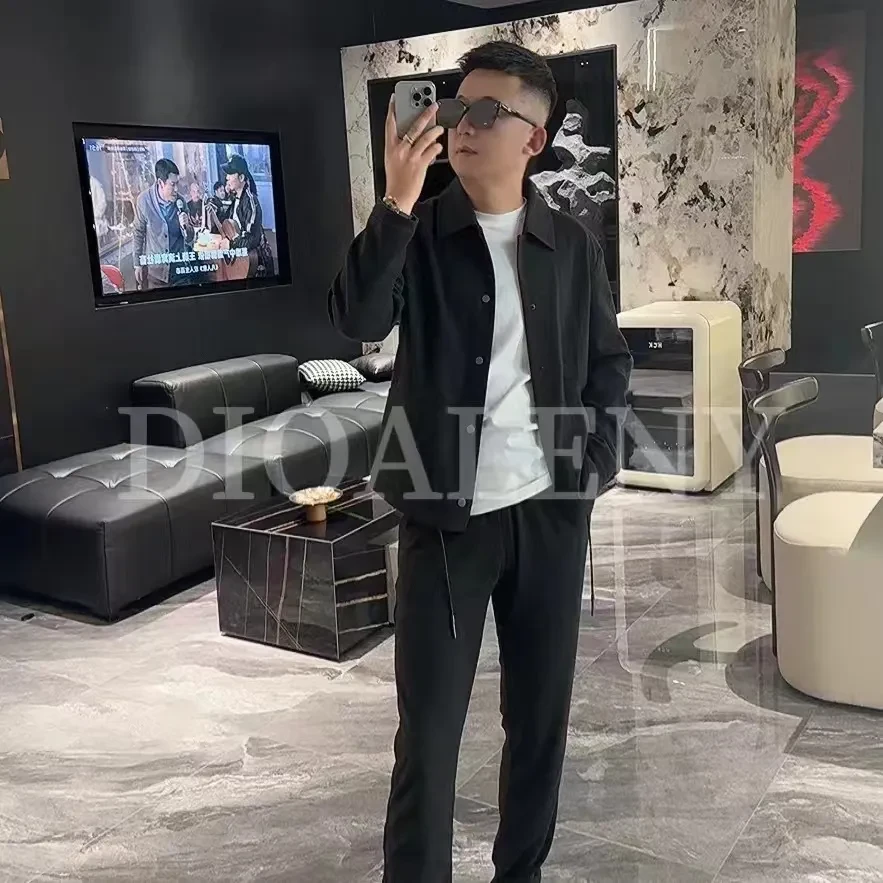 【帅老板】9113早秋新款男士套装轻奢老钱风百搭羊毛套装