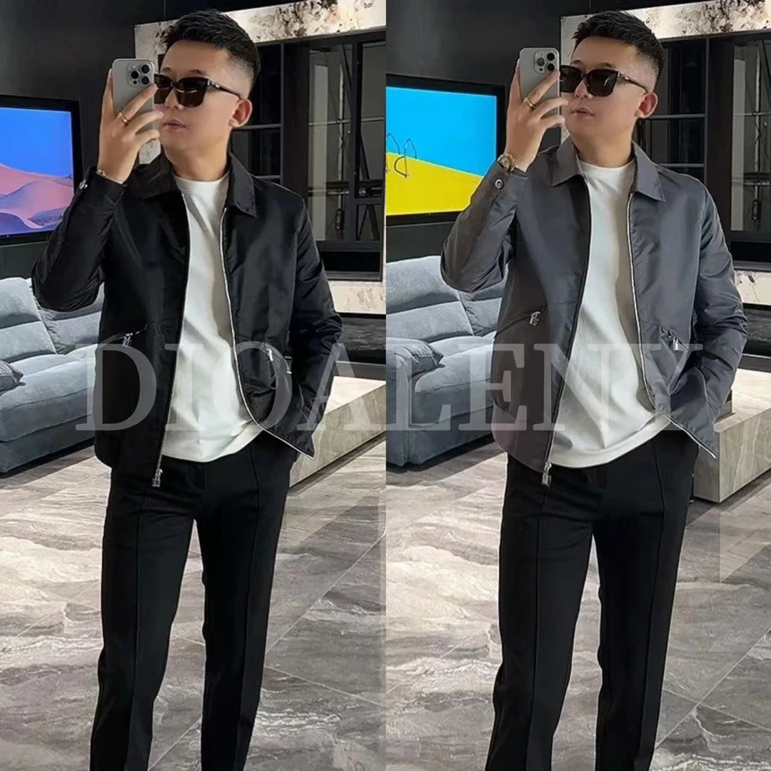 【帅老板】68092早秋新款轻奢夹克桑蚕丝翻领休闲百搭上衣外套