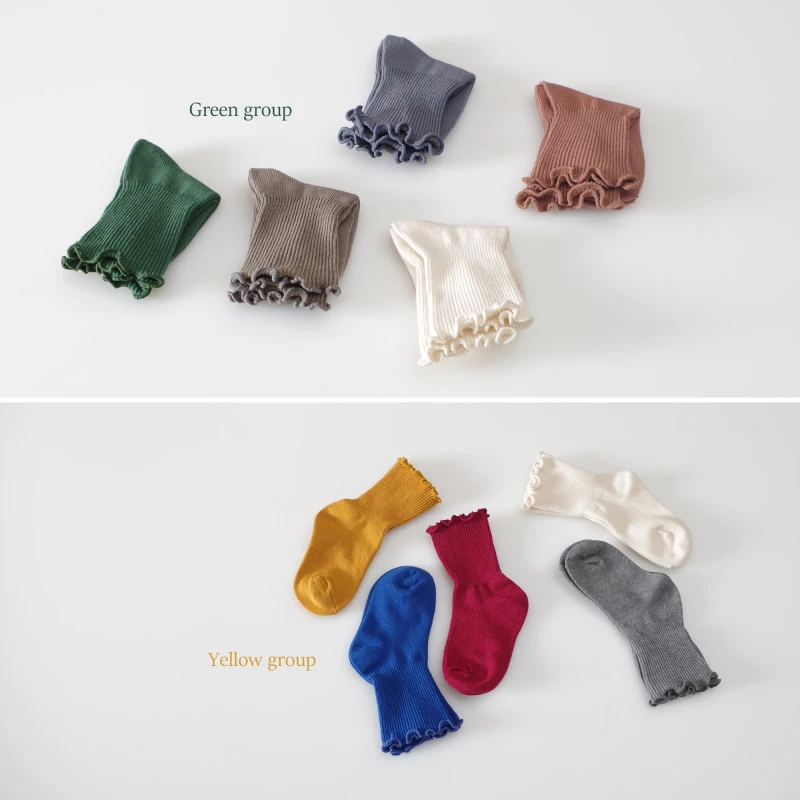 韩国秋季女童木耳边ins短袜棉袜堆堆袜韩版儿童夏季短袜-木耳边