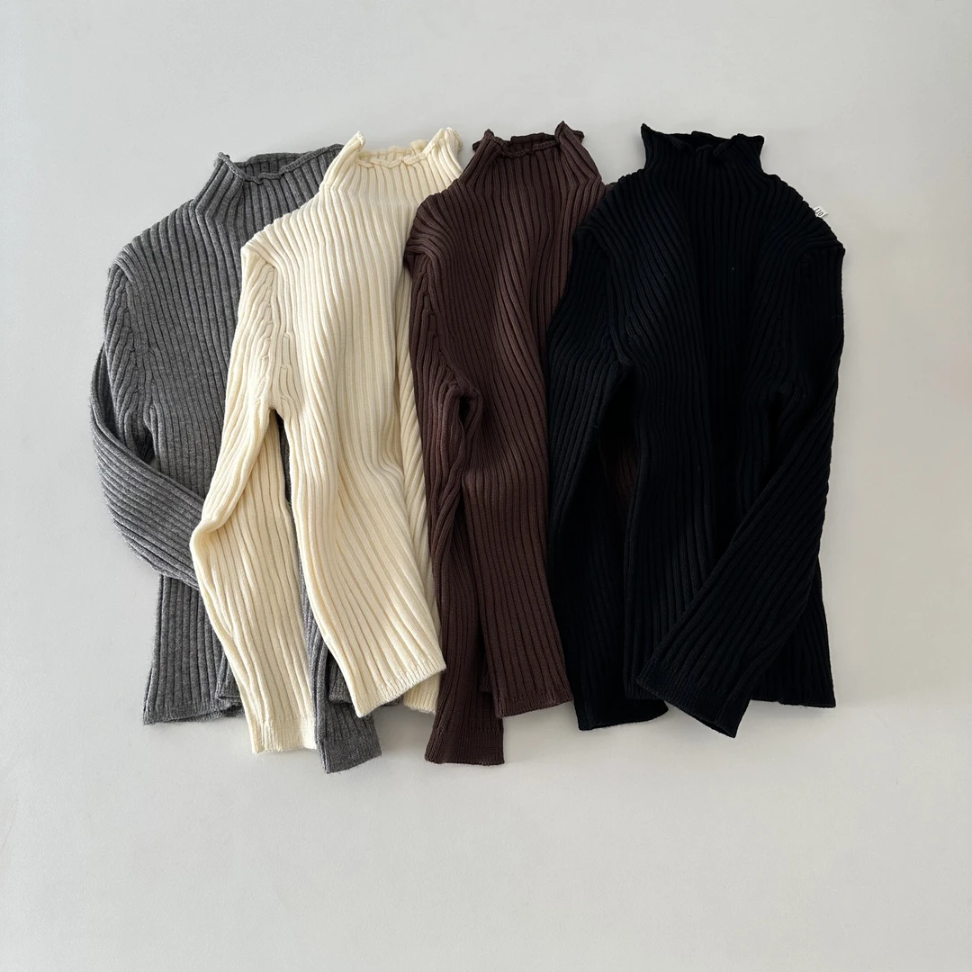 秋冬儿童内搭针织打底衫女童纯色针织衫半高领