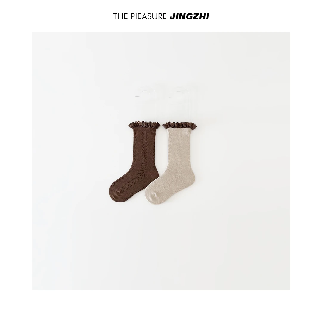 无骨袜韩版秋季女童袜子INS儿童花边中筒袜棉袜 中筒-反织花边