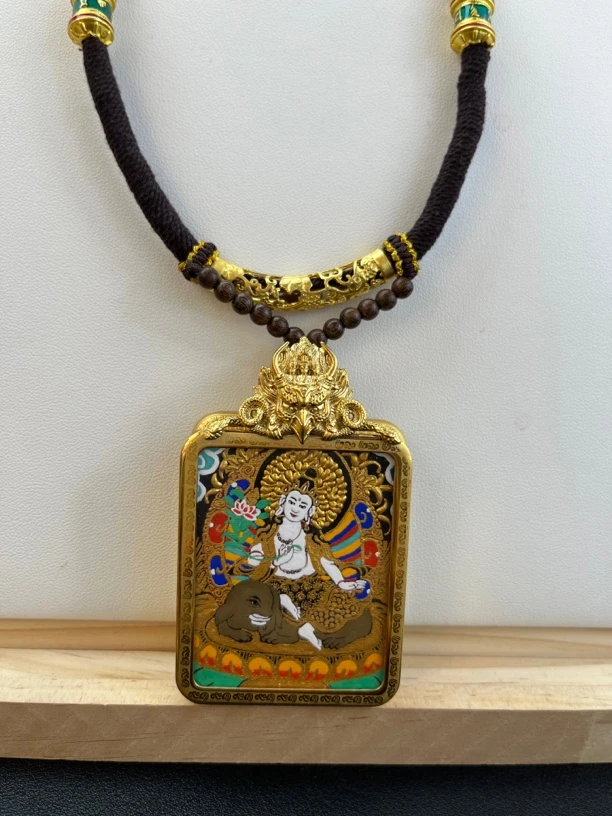 （藏古斋）民族风 手绘唐卡 八大守护 可随身配带 钛钢盒子艺术