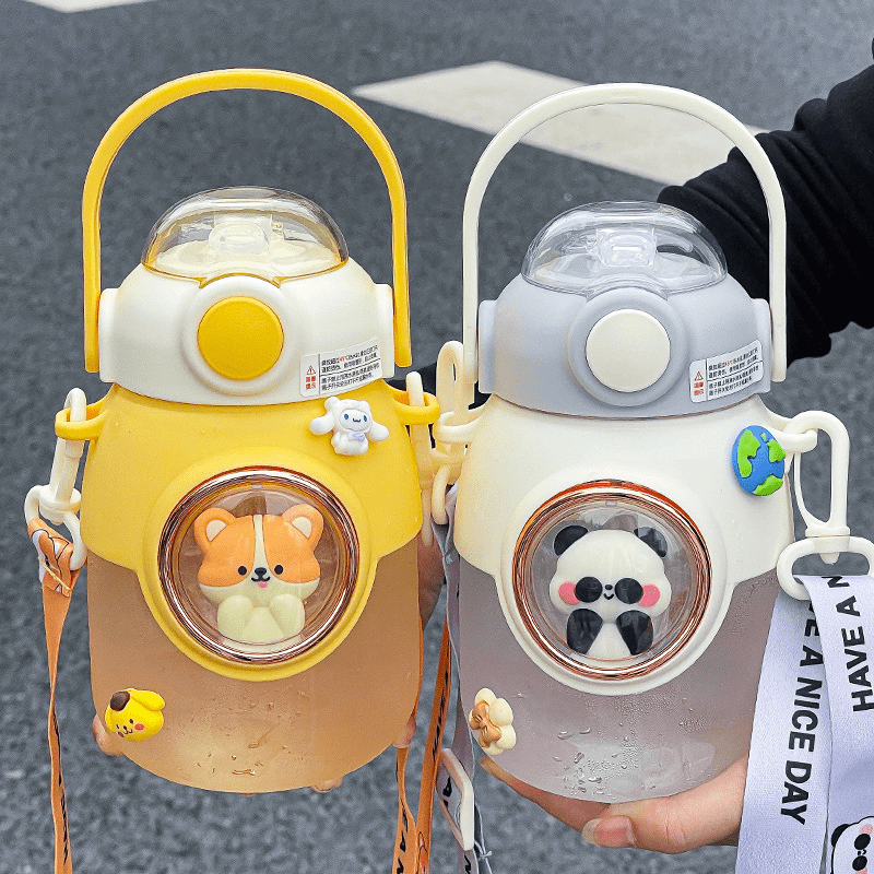 儿童塑料杯女孩可爱大容量吸管杯高颜值大肚水杯学生上学运动杯子