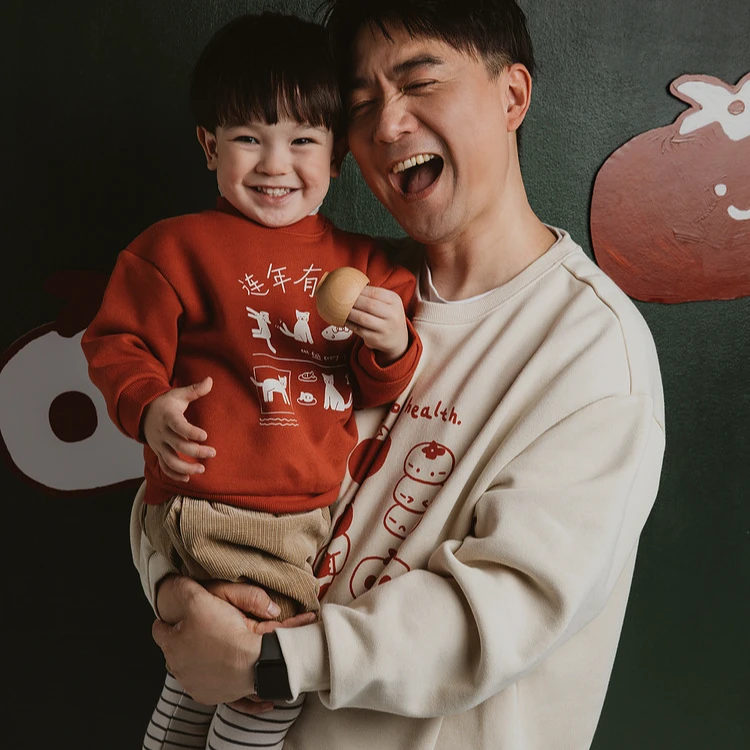 【仅大人】papa爬爬秋冬新款新年亲子卫衣宝宝大人外出保暖厚实款