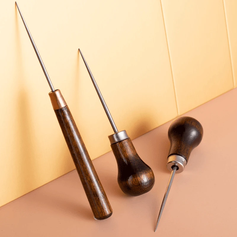 葫芦形实心全钢锥子针手工打孔修鞋补鞋直锥缝纫木柄锥子上鞋工具