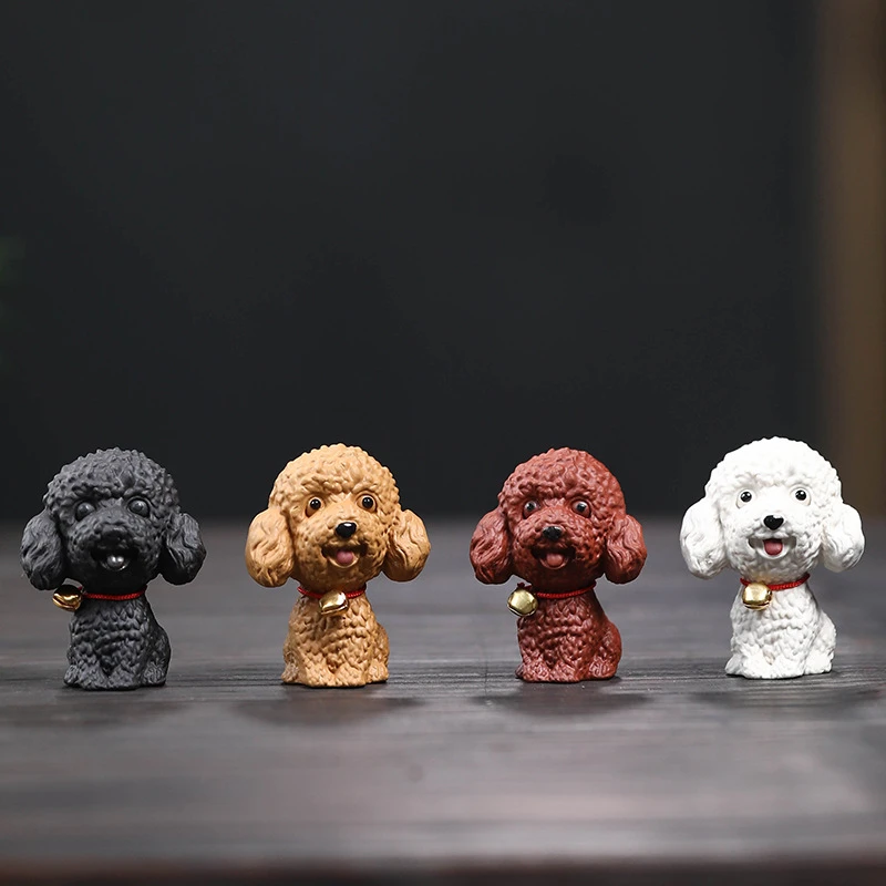 紫砂小狗茶宠精品可养可爱招财泰迪生肖狗旺财茶桌台摆件茶具配件