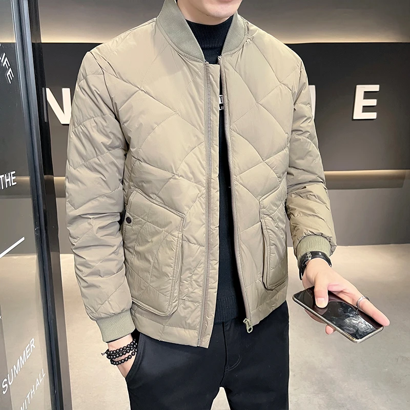 棒球领羽绒服男装秋冬季新款潮流帅气鸭绒外套男士冬装保暖夹克衫