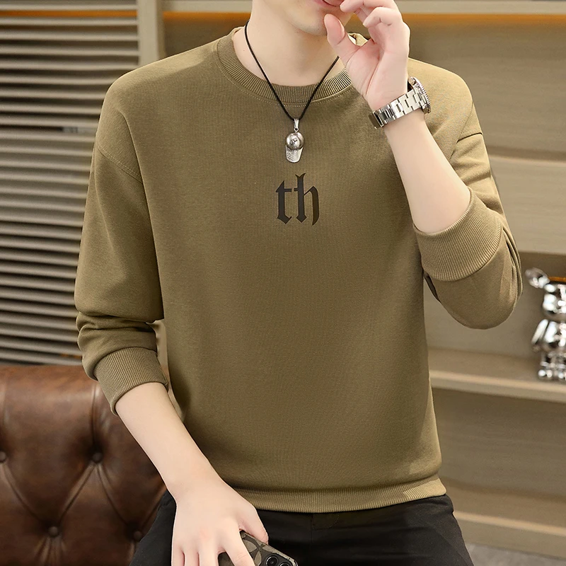 圆领休闲卫衣男装春秋季新款帅气套头衫男士秋装潮流宽松打底上衣