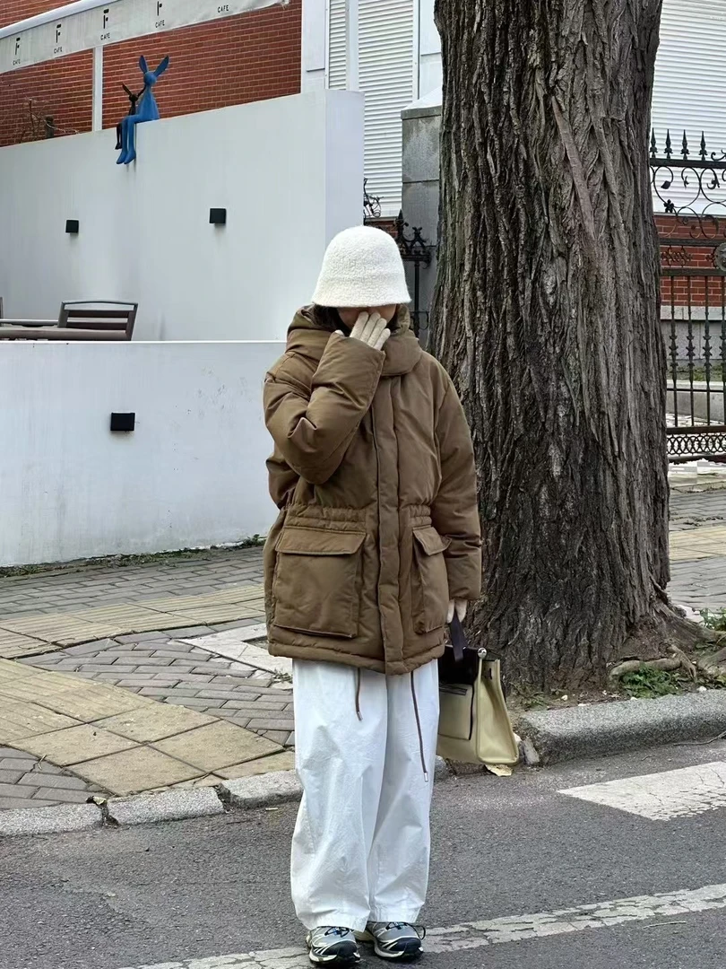 FUJIA STYLE新款气质休闲韩版简约连帽长袖羽绒服24PD032