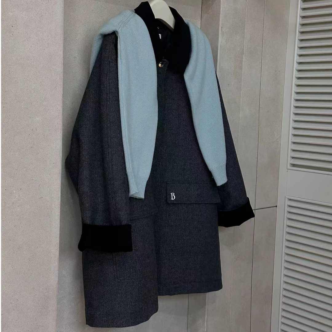 FUJIA STYLE新款休闲简约长袖韩版毛呢外套DY09073