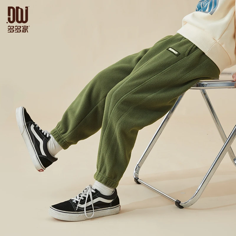 多多家8336儿童中大童宽松休闲裤秋冬季装饰压线摇粒绒卫裤