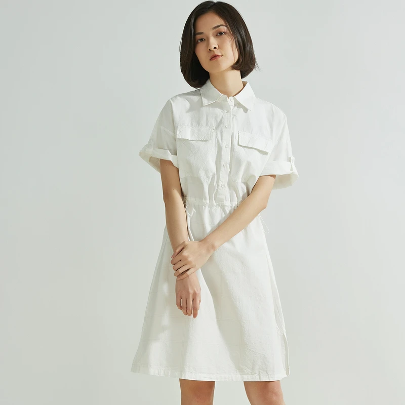 布景夏季新品格子收腰休闲气质时尚女士连衣裙BW02LM3078
