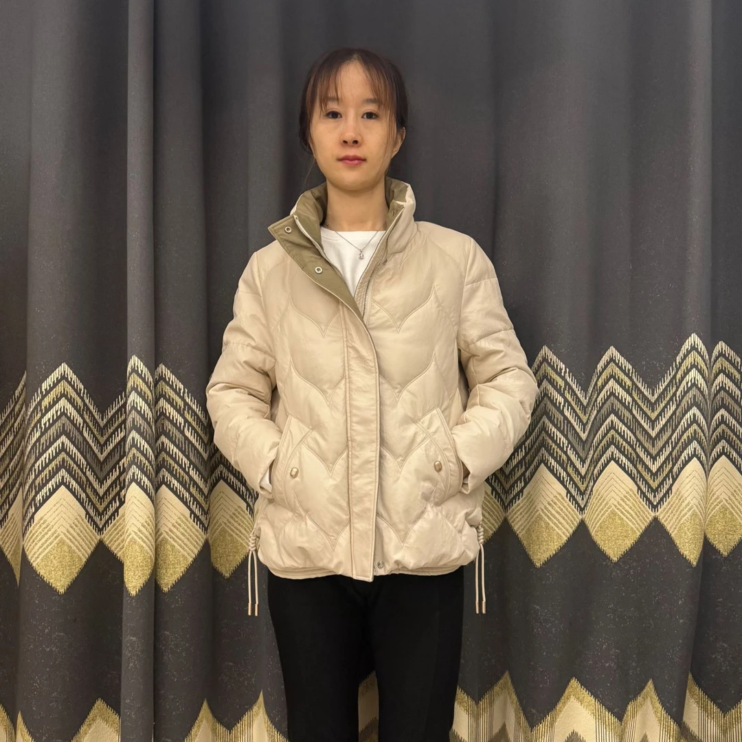 韩版高填充新款石头纹蛋白皮羽绒立领时尚百搭休闲保暖短款简约