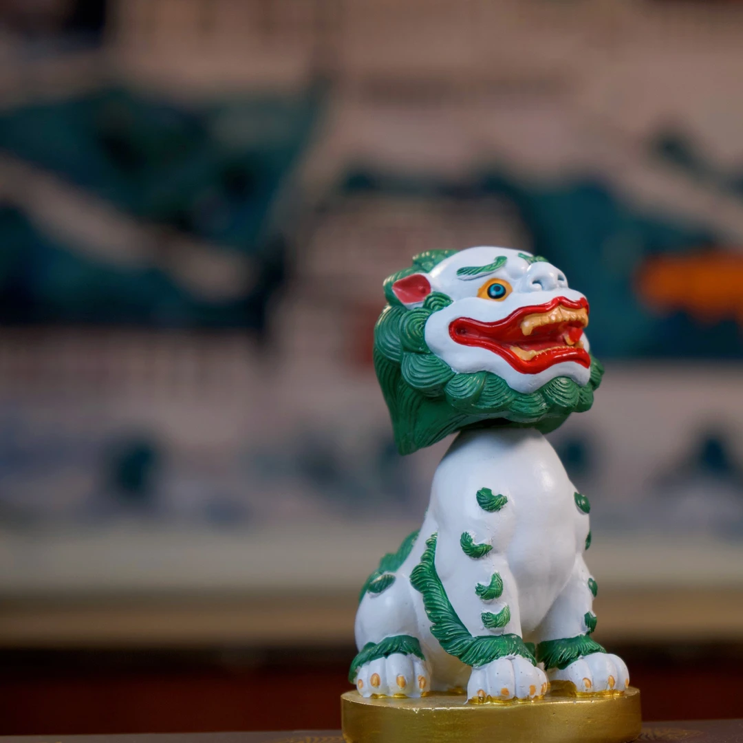 藏式车内摆件可爱摇头车载 狮子 雪狮 皮毛形状祥云吉祥