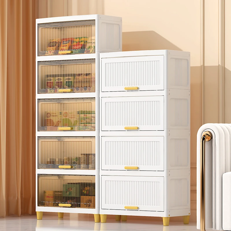 翻盖式储物柜厨房零食收纳柜多层家用置物架夹缝置物柜门口鞋柜子