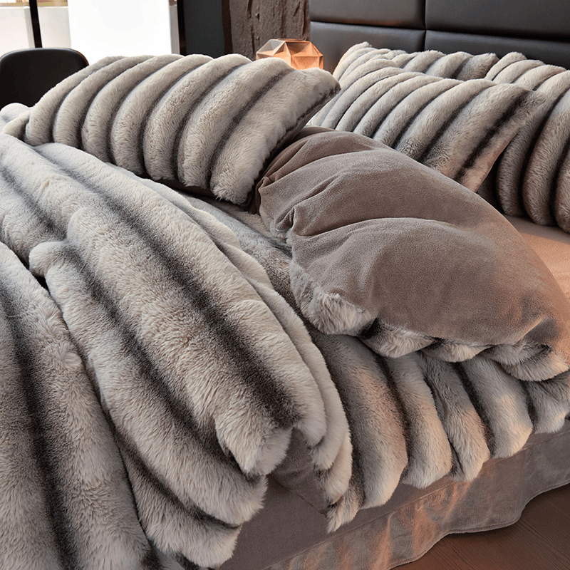 冬季加厚牛奶绒床上四件套双面绒高密保暖珊瑚绒三件套床笠款被罩