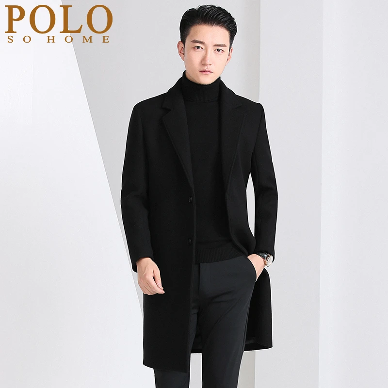 保罗冬季毛呢大衣男中长款修身风衣男士高档羊绒加厚羊毛呢子外套
