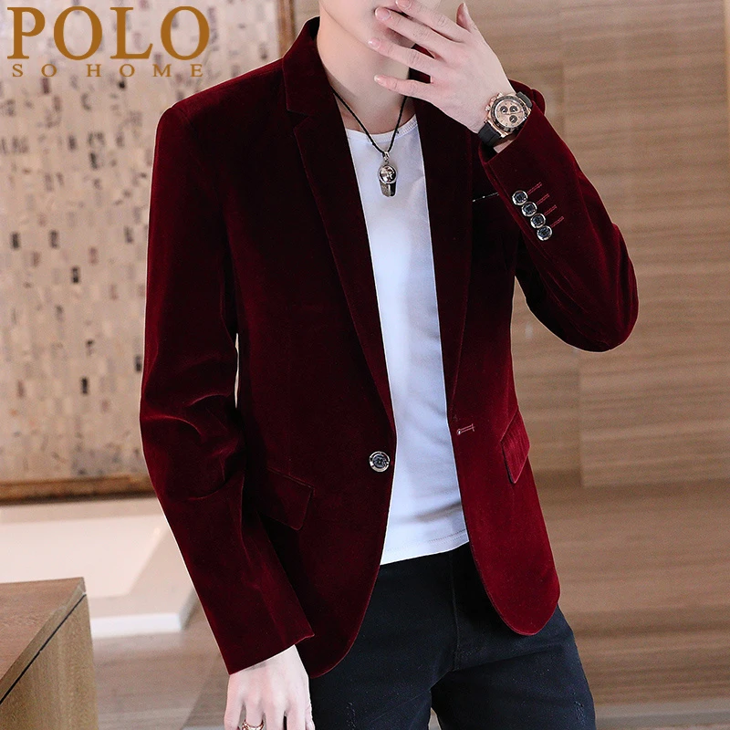 保罗男士休闲灯芯绒西装男韩版修身金丝平绒小西服单件上衣外套潮