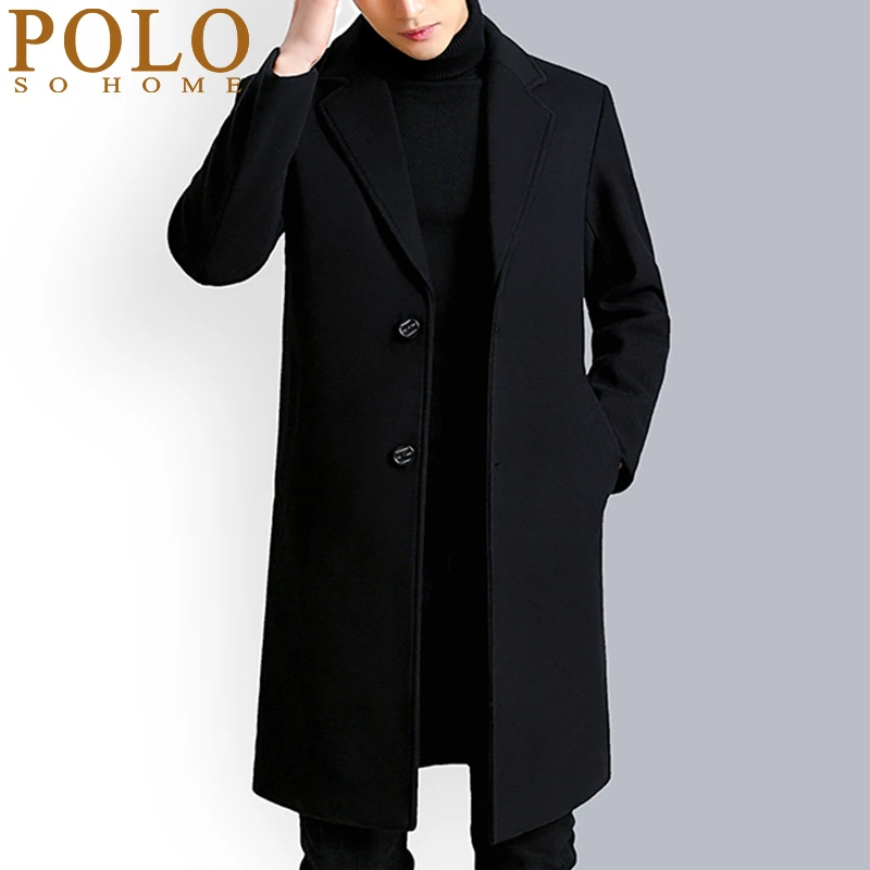 保罗秋冬季羊毛大衣男款加厚羊绒中长款风衣韩版呢子高档毛呢外套