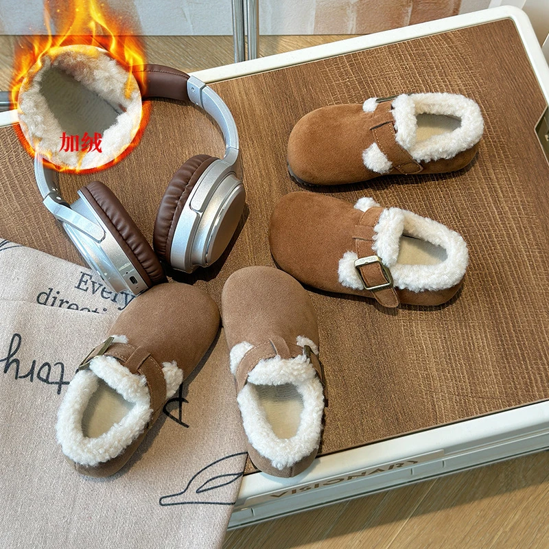 儿童棉鞋加绒保暖冬鞋毛毛女童豆豆鞋女宝宝公主鞋软底二棉鞋817