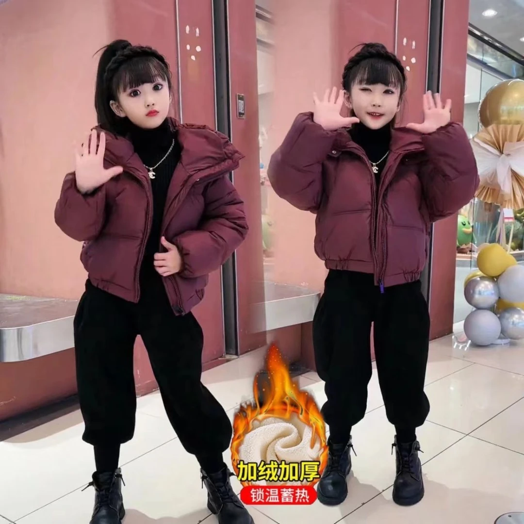 女童冬装2024新款洋气棉袄女大童羽绒服棉衣加厚外套儿童冬季套装