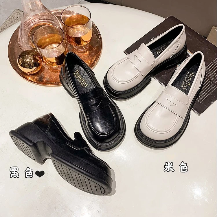 2024新款英伦风厚底百搭乐福小皮鞋662