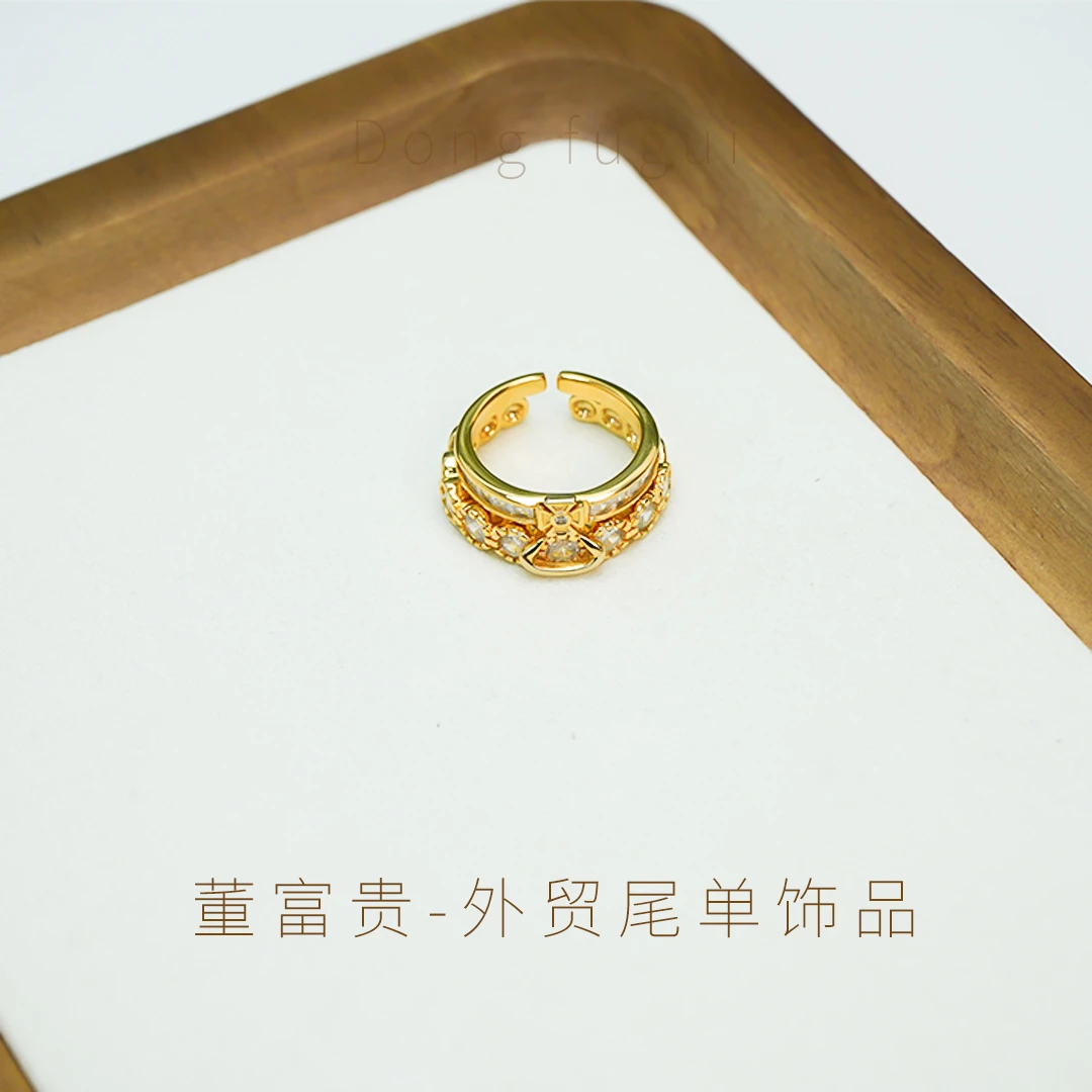 【样品处理】合金仿水晶戒指 JZ0501双排叠戴西太后土星戒指气质