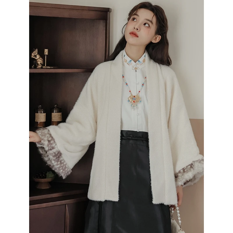 国风复古高级感宋制褙子日常汉服加厚绒汉元素大衣外套女秋冬新款